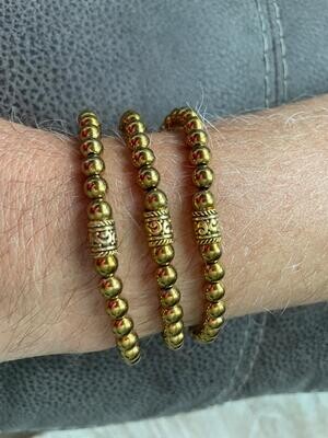 Gold Hematite Beads Stretch Bracelet