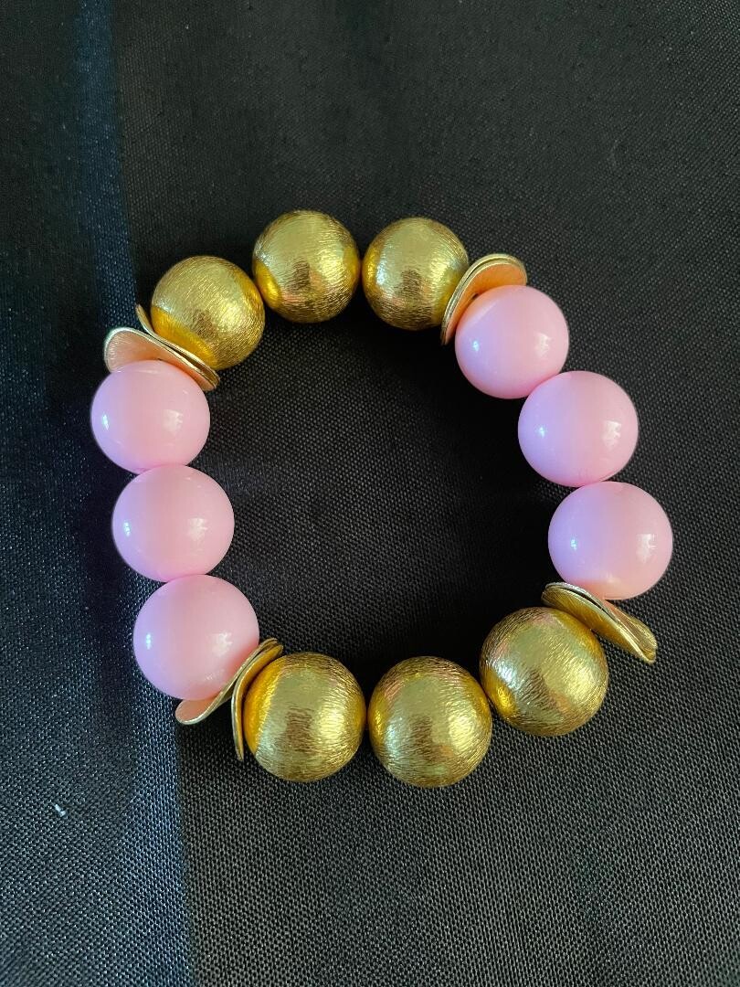 Cotton Candy Pink and Gold Bracelet