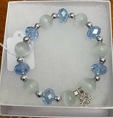 Blue crystal With White marble bracelet