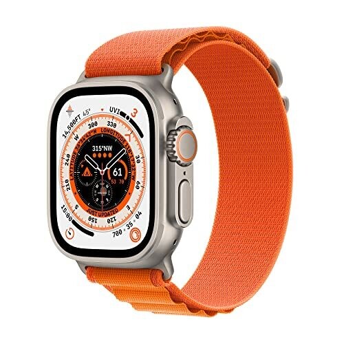 Apple Watch Ultra [GPS + Cellular 49mm] Smart Watch w/Rugged Titanium Case &amp; Orange Alpine Loop Small. Fitness Tracker, Precision GPS, Action Button, Extra-Long Battery Life, Brighter Retina Display