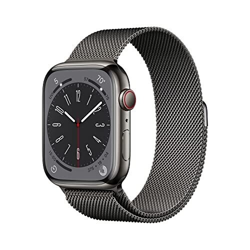 Apple Watch Series 8 [GPS + Cellular 45mm] Smart Watch w/ Graphite Stainless Steel Case w/ Graphite Milanese Loop. Fitness Tracker, Blood Oxygen &amp; ECG Apps, Always-On Retina Display, Water Resistant