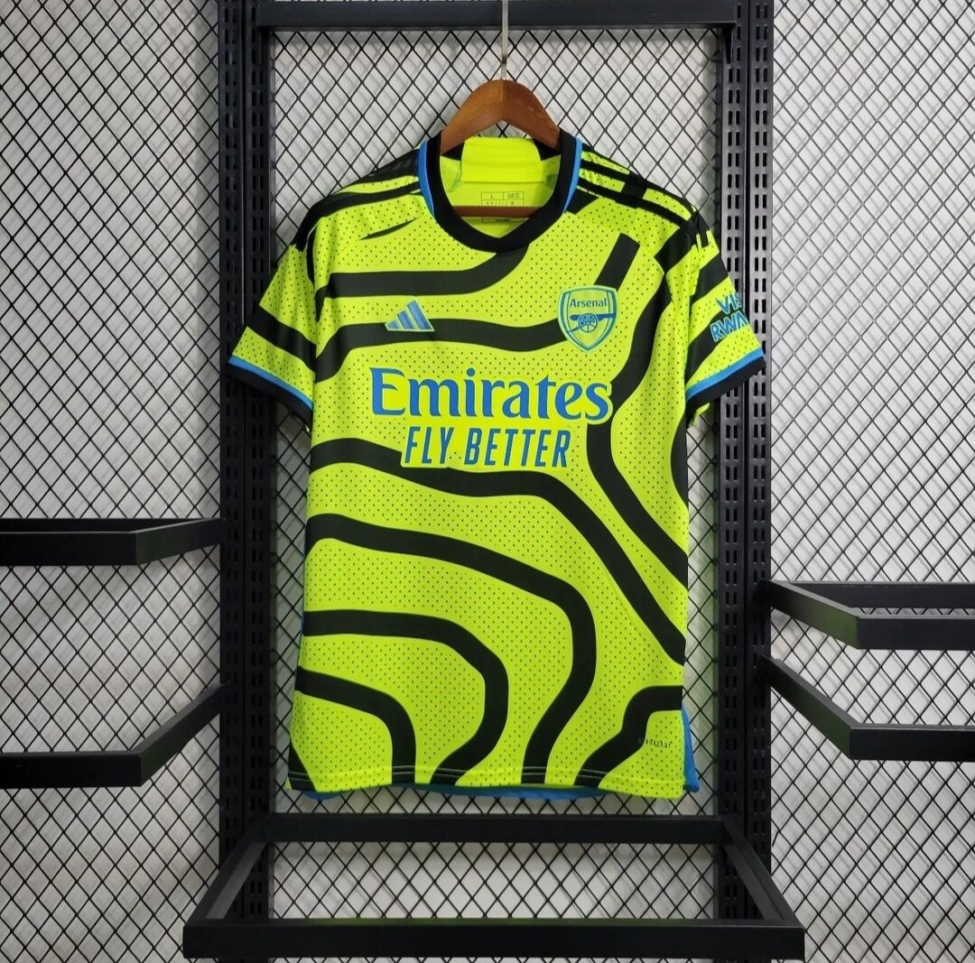 Arsenal 23/24 Away Jersey – Yellow &amp; Blue | Gunners Fans Football Shirt