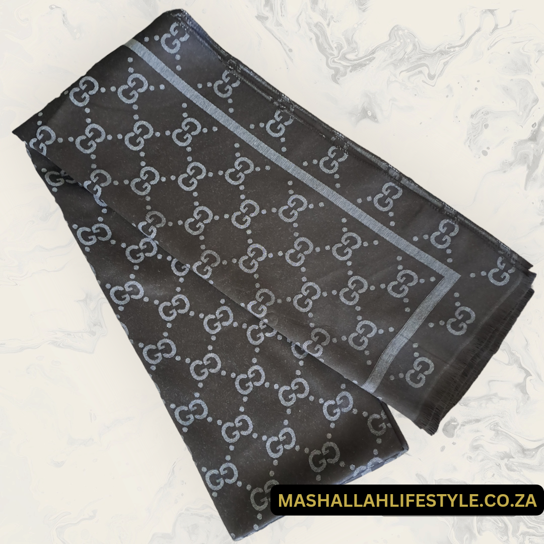 Gucci Scarf Silver on Black
