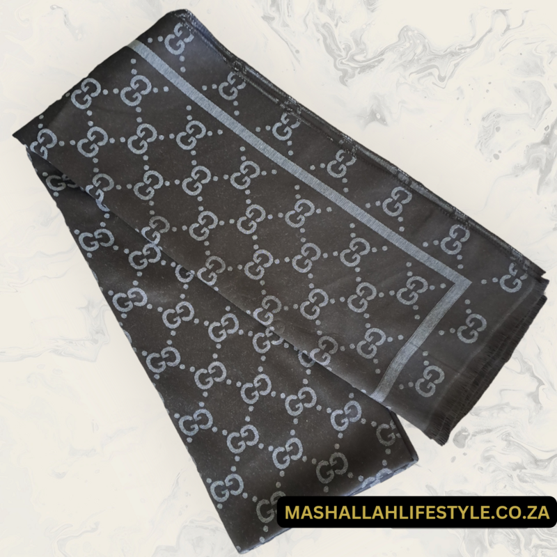 Gucci Scarf Silver on Black