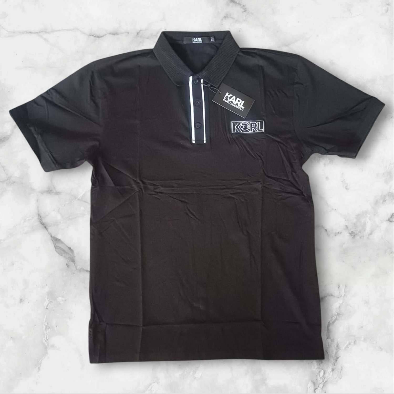 Karl Lagerfeld Golf Shirt Black Large