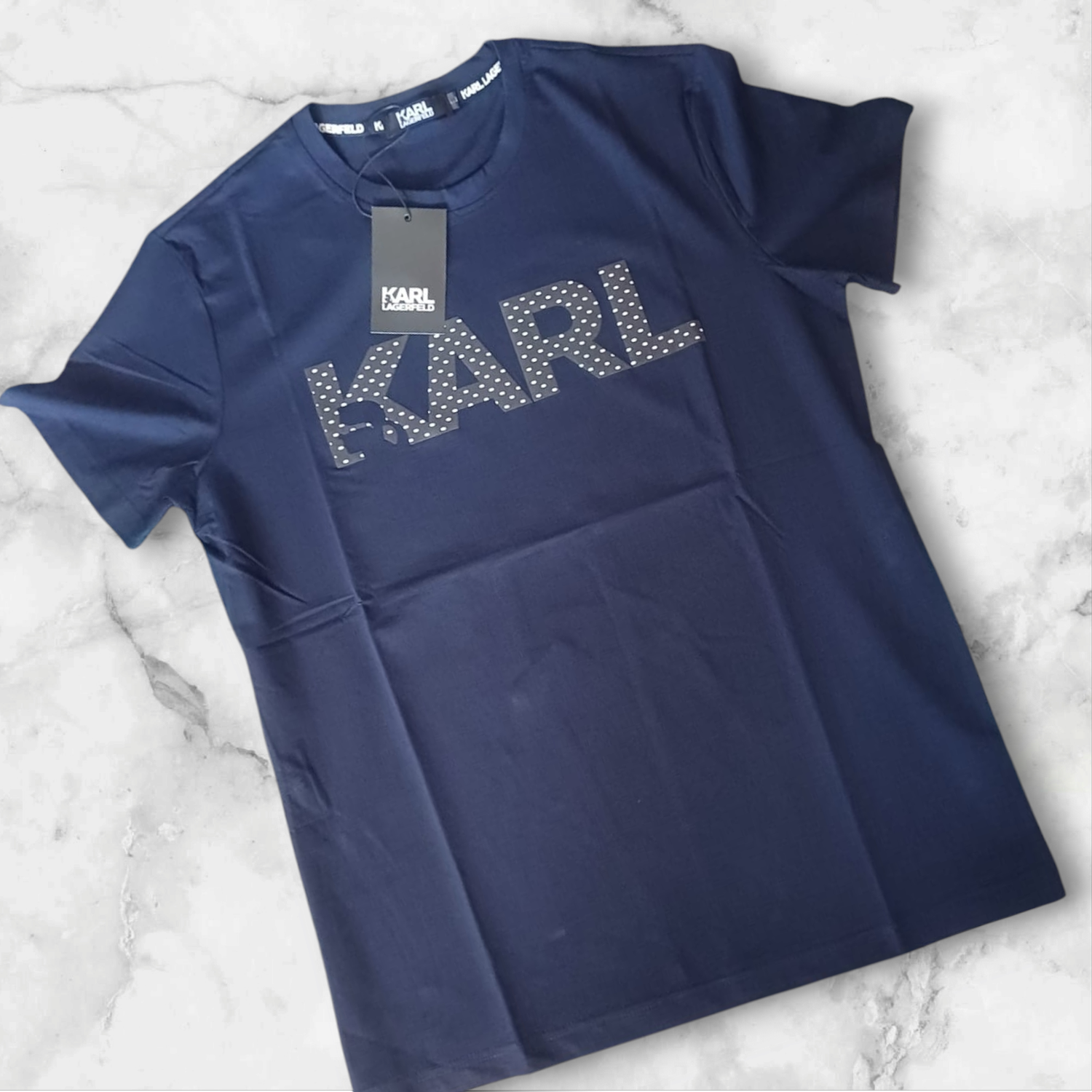 Karl Lagerfeld Polka Karl T Shirt Navy Large REGULAR