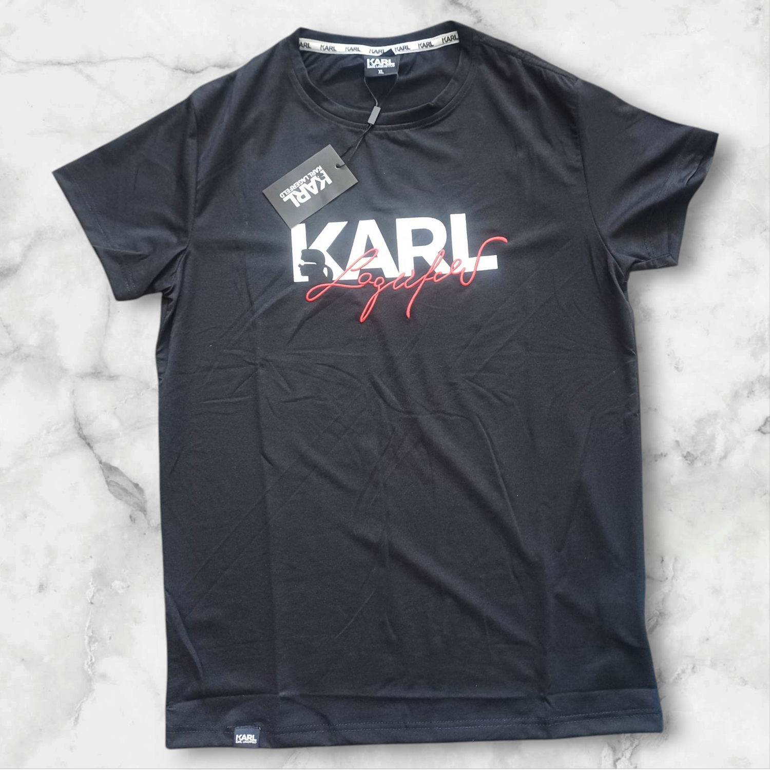 Karl Lagerfeld &quot;Cursive Lagerfeld&quot; T Shirt Black Medium