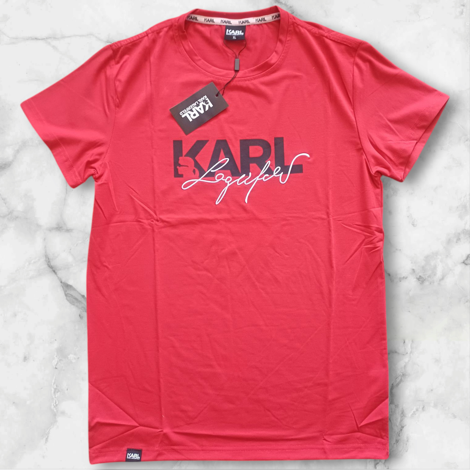 Karl Lagerfeld &quot;Cursive Lagerfeld&quot; T Shirt Red XX Large