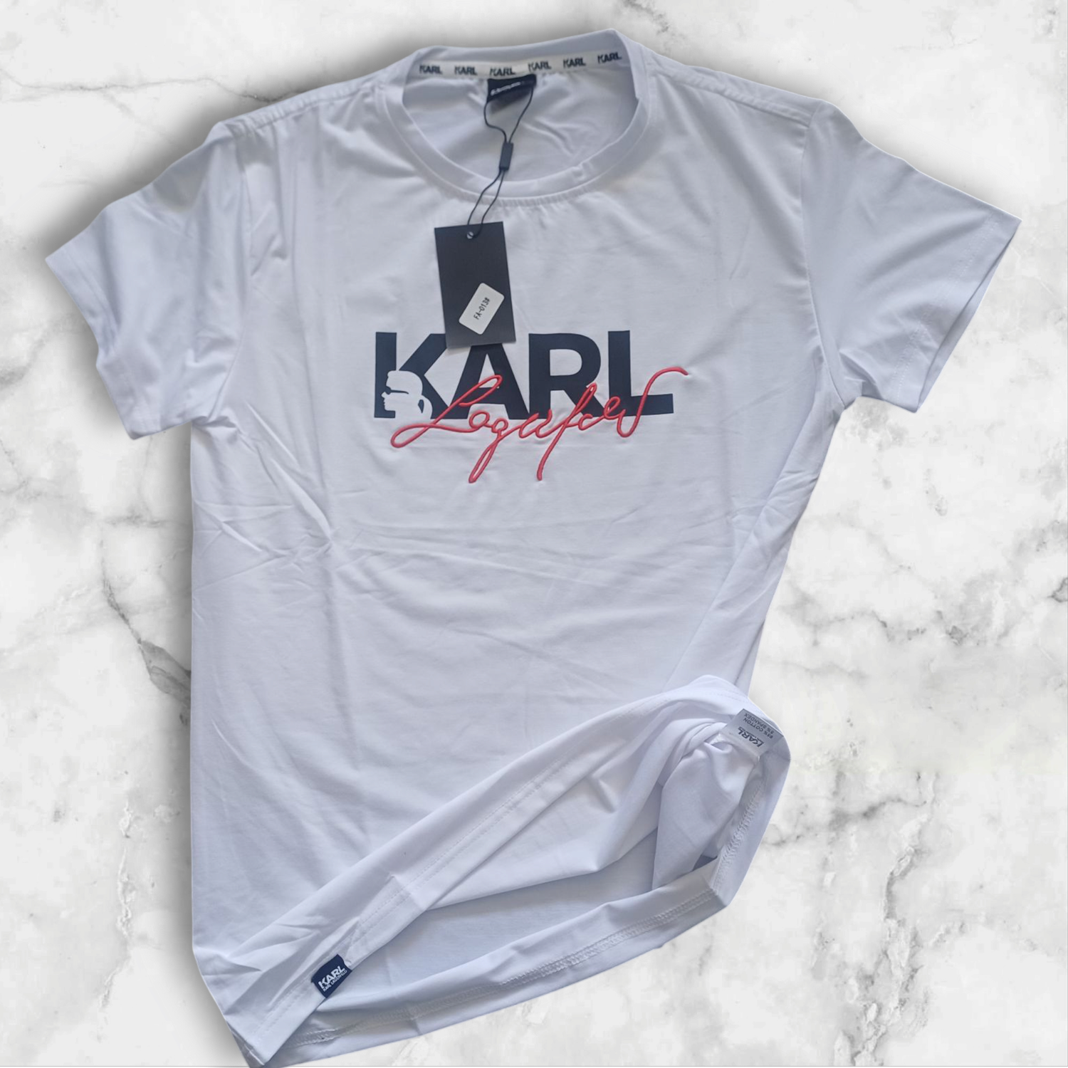 Karl Lagerfeld &quot;Cursive Lagerfeld&quot; T Shirt White XX Large