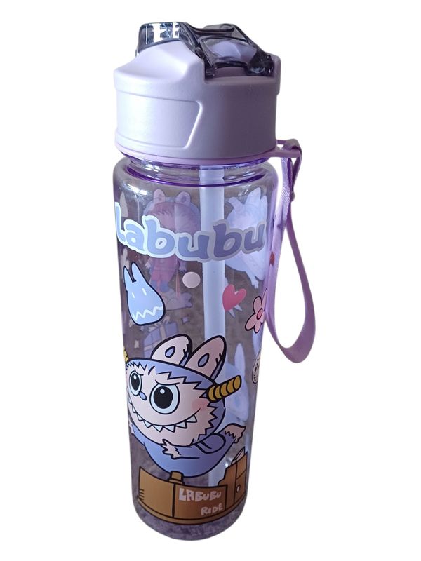 Labubu Purple Water Bottle - 750ml with Hand Strap - 2