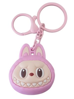 Labubu 3D Face Keychain - Pink