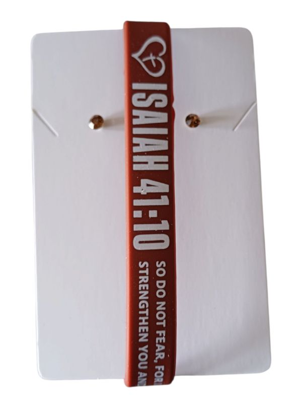 Brown Christian Silicone Bracelet with Isaiah 41:10 &amp; Free Stud Earrings