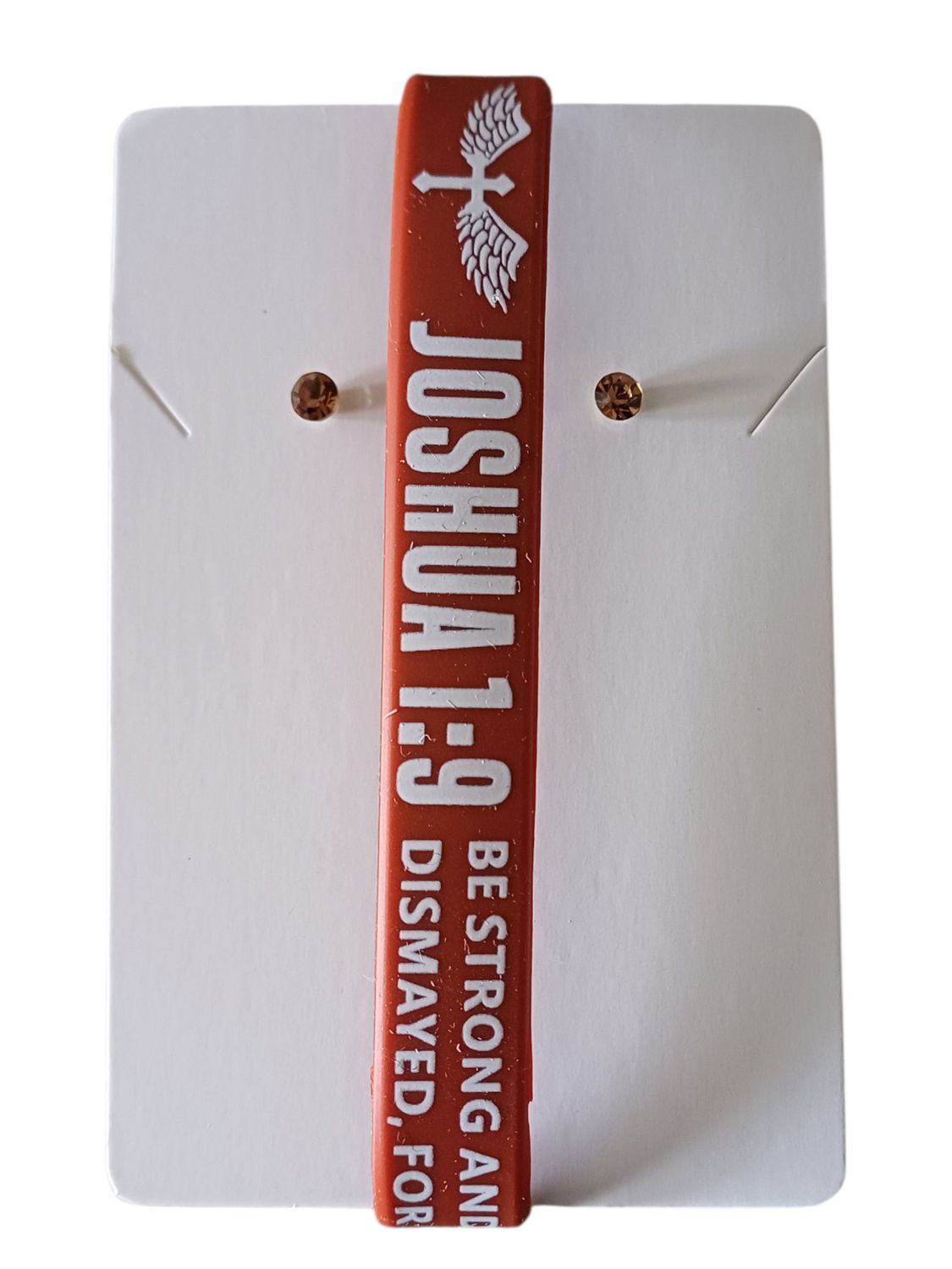 Brown Christian Silicone Bracelet with Joshua 1:9 &amp; Free Stud Earrings