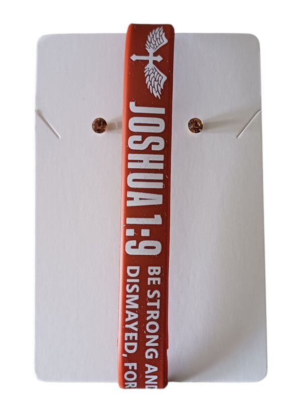 Brown Christian Silicone Bracelet with Joshua 1:9 &amp; Free Stud Earrings