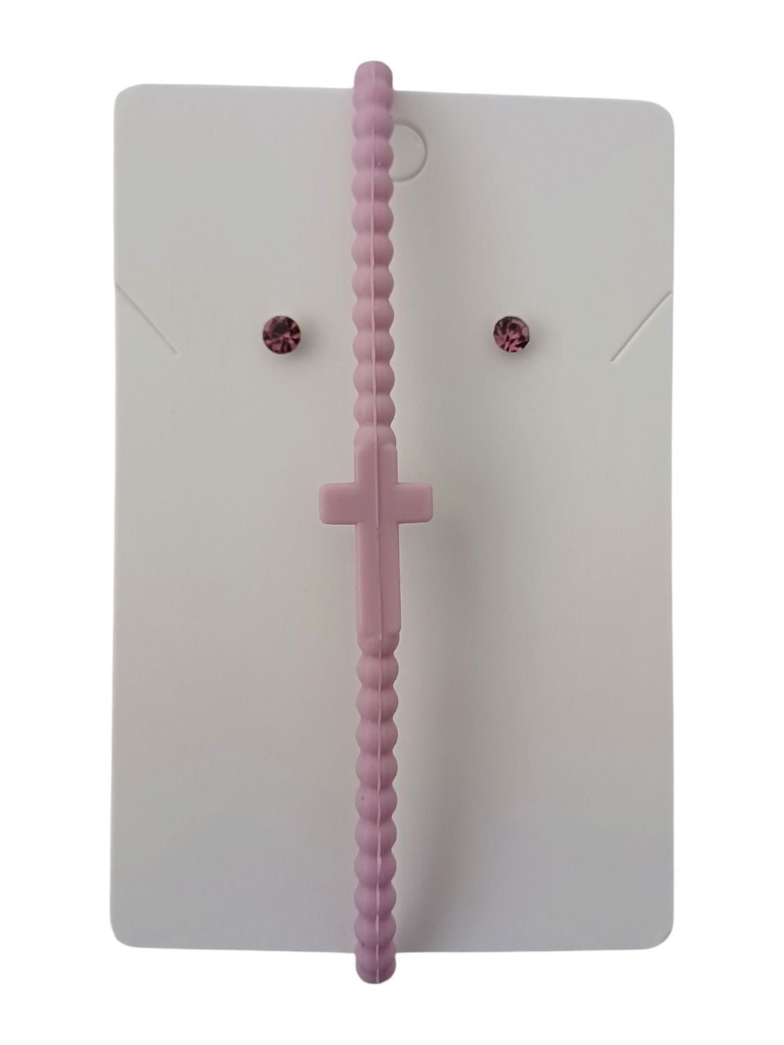 Purple Silicone Cross Bracelet with Free Stud Earrings