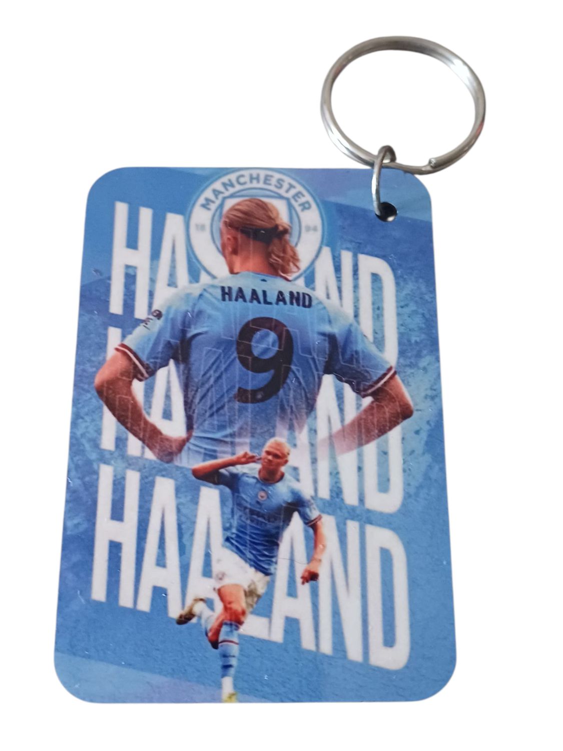 Erling Haaland Manchester City Keyring – Single-Sided MDF 50x73mm