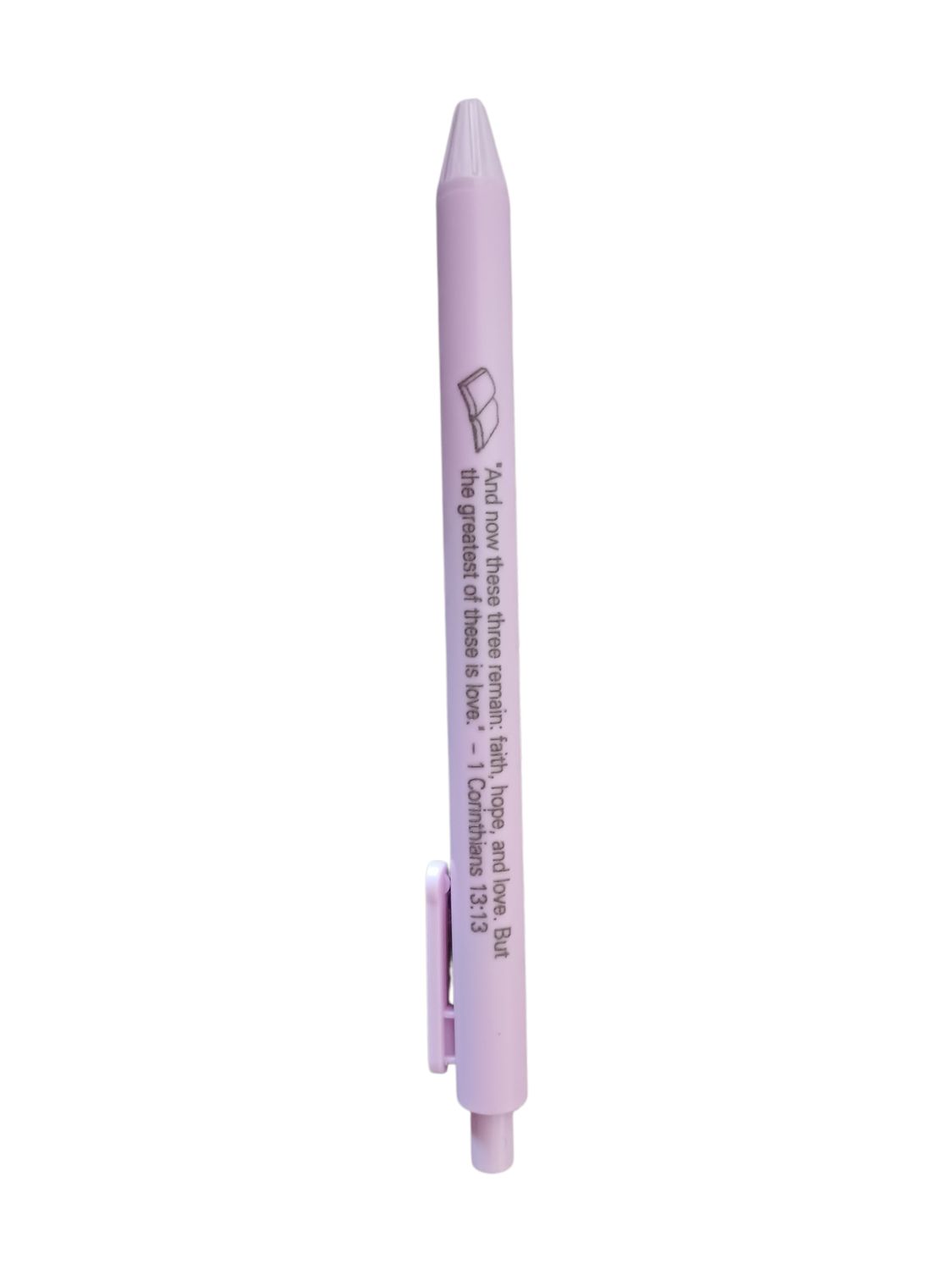 Inspirational Corinthians 13:13 Retractable Ballpoint Pen – Purple Case, Black Ink