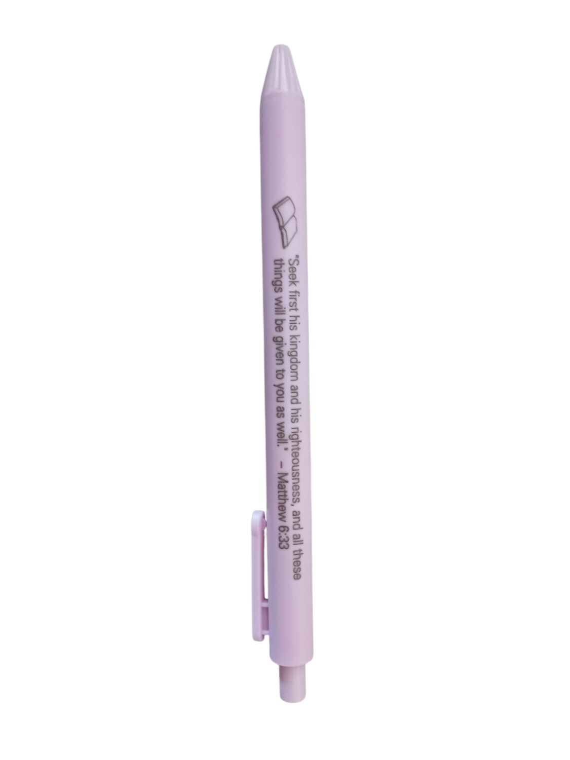 Inspirational Matthew 6:33 Retractable Ballpoint Pen – Purple Case, Black Ink