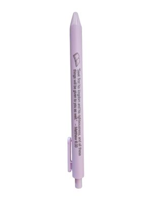 Inspirational Matthew 6:33 Retractable Ballpoint Pen – Purple Case, Black Ink