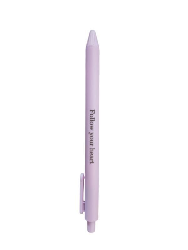 Inspirational &quot;Follow Your Heart&quot; Retractable Ballpoint Pen – Purple Case, Black Ink