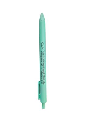Inspirational &quot;Philippians 4:13&quot; Retractable Ballpoint Pen – Green Case, Black Ink