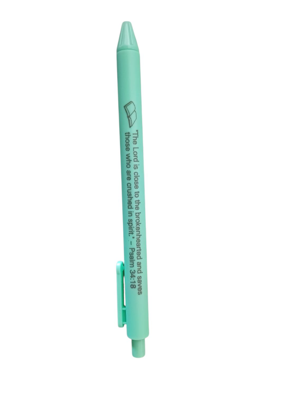 Inspirational &quot;Psalm 34:18&quot; Retractable Ballpoint Pen – Green Case, Black Ink