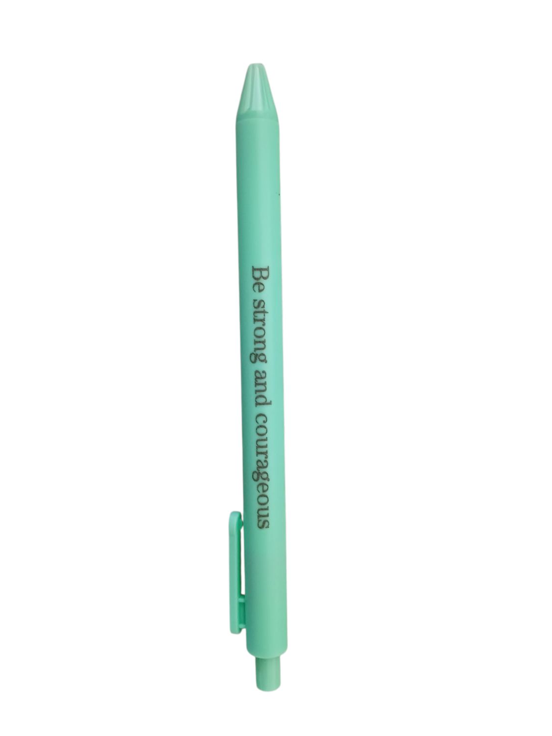 Inspirational &quot;Be Strong and Courageous&quot; Retractable Ballpoint Pen – Green Case, Black Ink