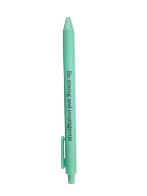 Inspirational &quot;Be Strong and Courageous&quot; Retractable Ballpoint Pen – Green Case, Black Ink