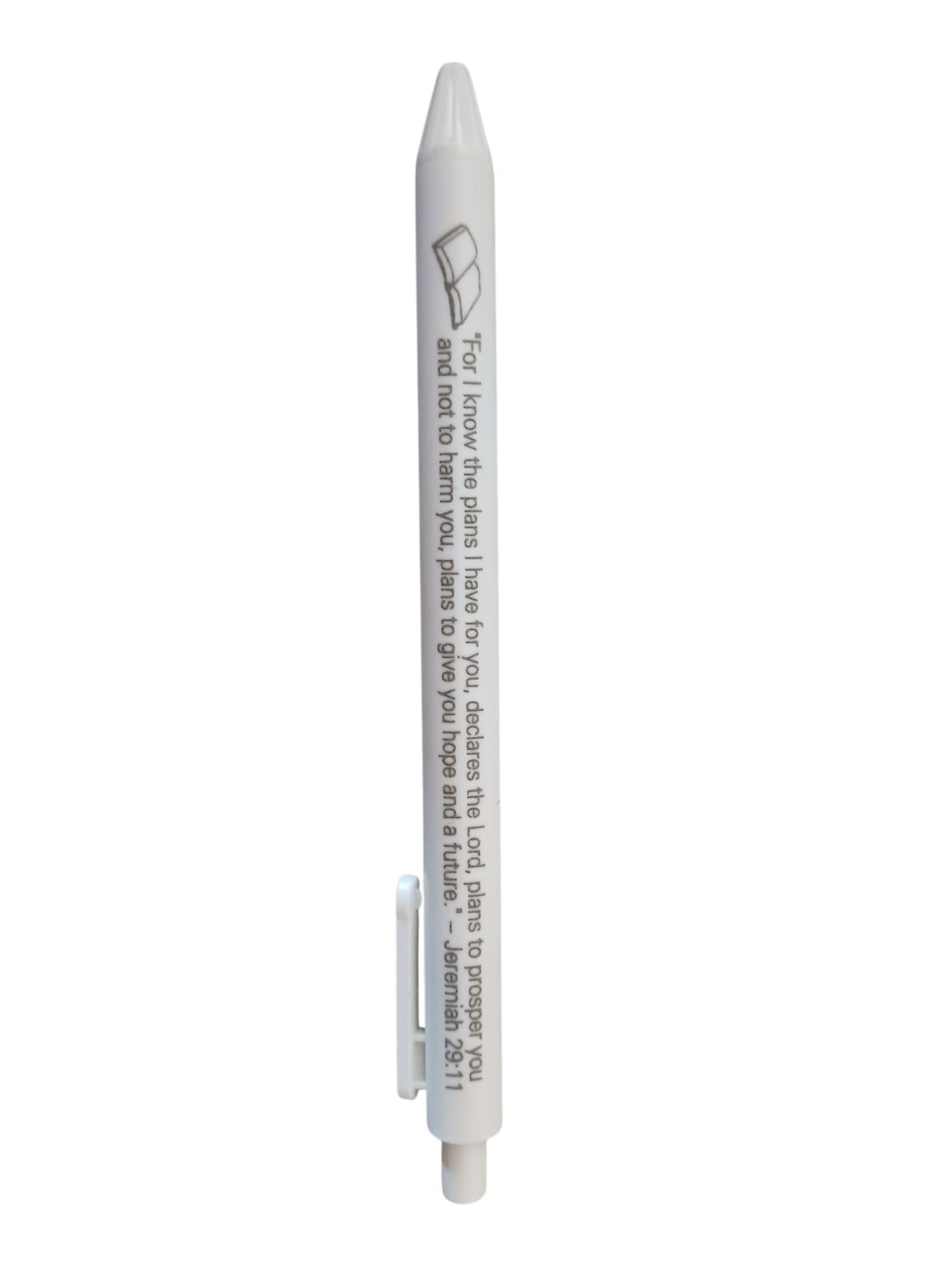Inspirational &quot;Jeremiah 29:11&quot; Retractable Ballpoint Pen – White Case, Black Ink