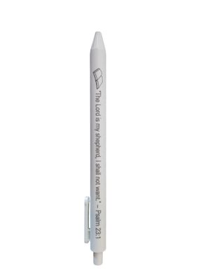 Inspirational &quot;Psalm 23:1&quot; Retractable Ballpoint Pen – White Case, Black Ink