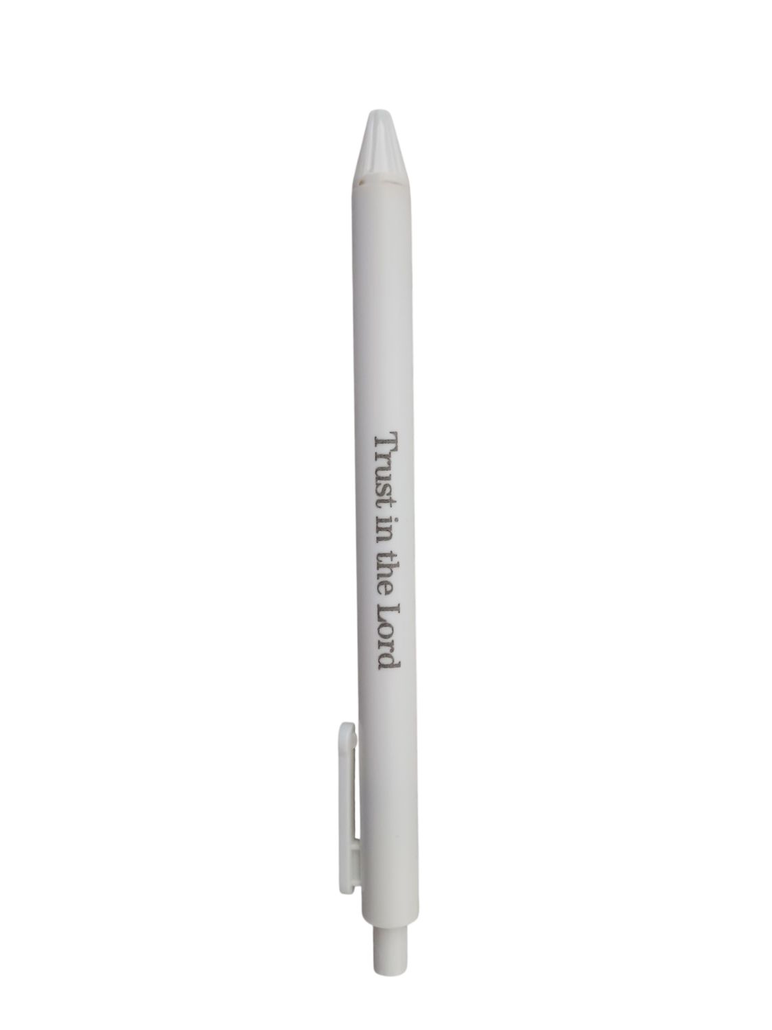 Inspirational &quot;Trust in the Lord&quot; Retractable Ballpoint Pen – White Case, Black Ink