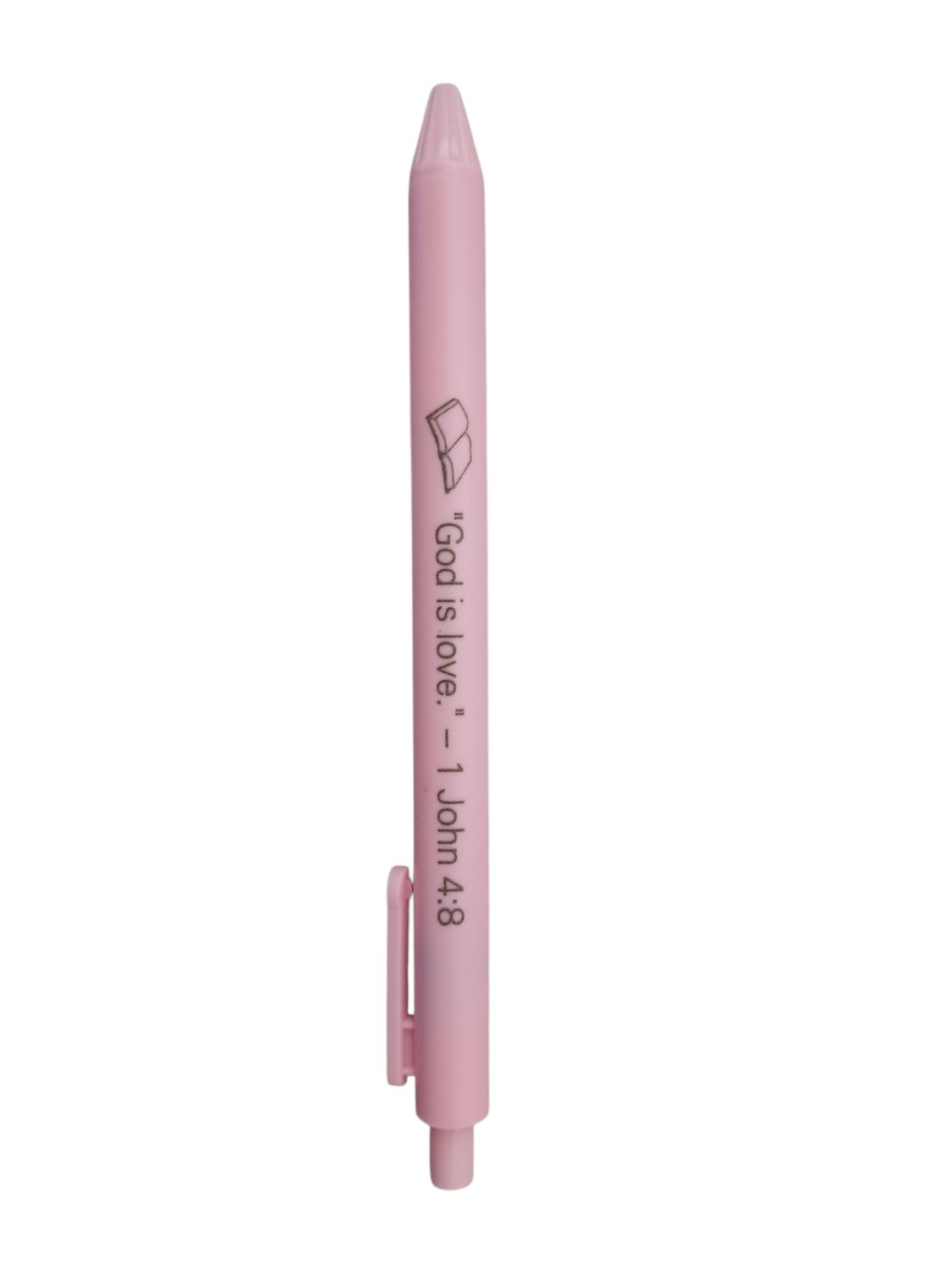 Inspirational &quot;John 4:8&quot; Retractable Ballpoint Pen – Pink Case, Black Ink