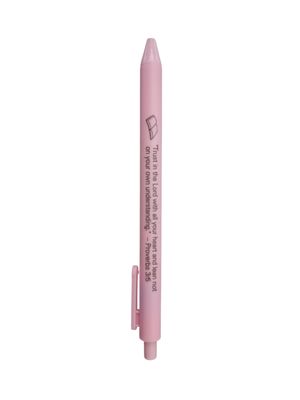 Inspirational &quot;Proverbs 3:5&quot; Retractable Ballpoint Pen – Pink Case, Black Ink