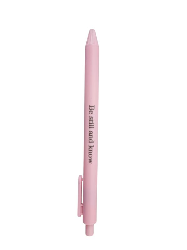 Inspirational &quot;Be Still and Know&quot; Retractable Ballpoint Pen – Pink Case, Black Ink
