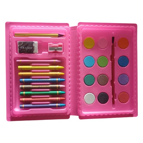 24-Piece Mini Art Set with Pink Carry Case