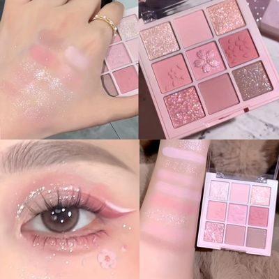Kapeine Cherry Blossom Nine Color Eyeshadow Palette – Matte &amp; Shimmer Earth Tones