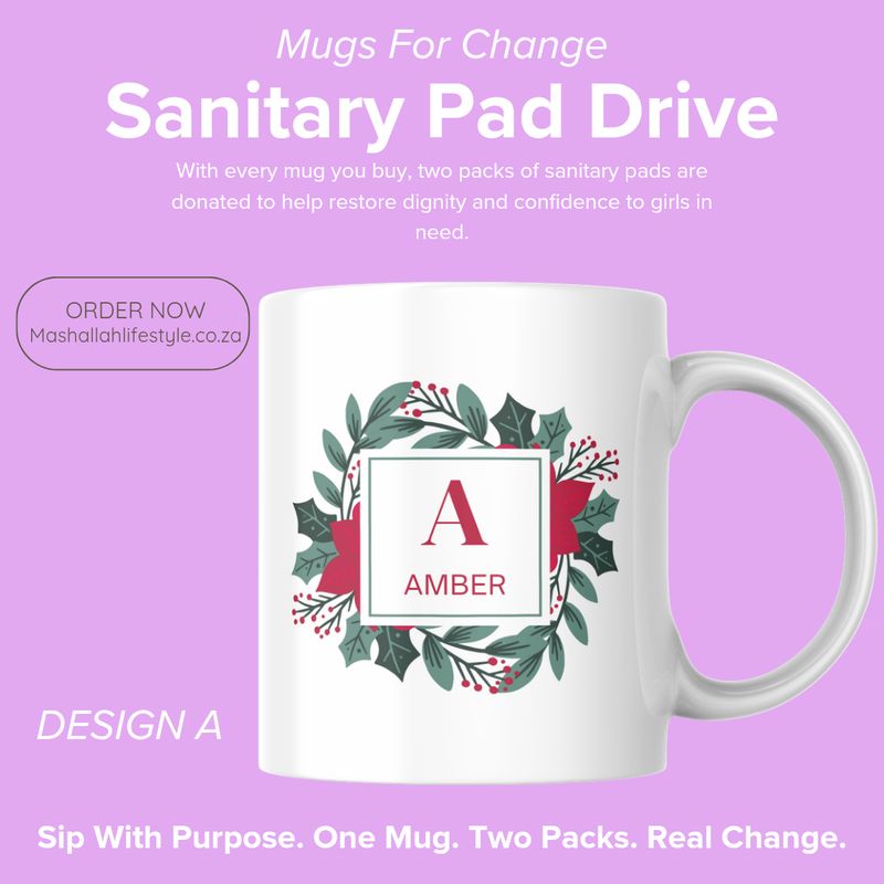 Red & Green Alphabet Mug for Change – Sanitary Pad Drive Red & Green Alphabet Mug for Change – Sanitary Pad Drive
