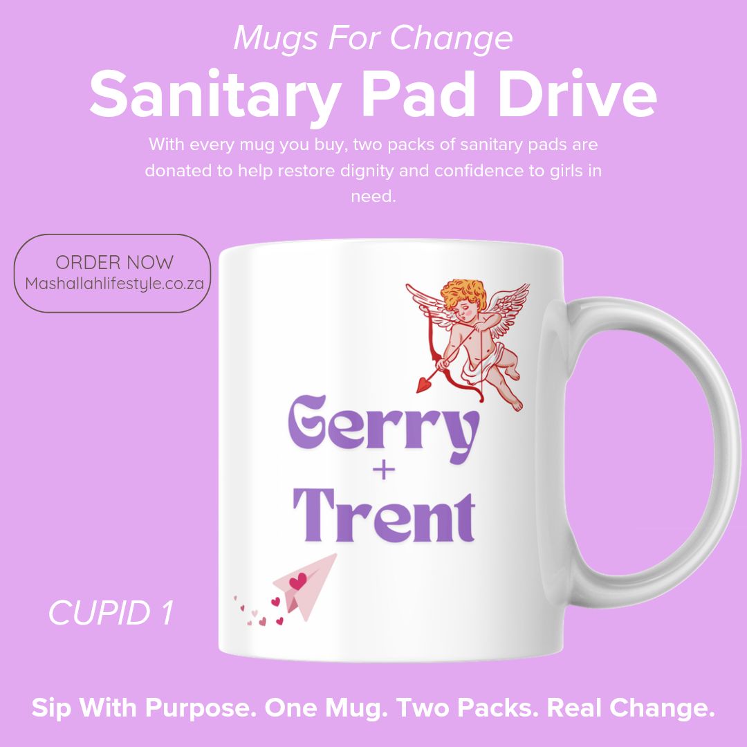 Valentine’s Day Cupid Mug for Change – Personalised Sanitary Pad Drive Edition