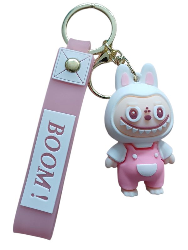 Mini Labubu Keychain with Boom Strap – Pink & Blue Outfit Mini Labubu Keychain with Boom Strap – Pink & Blue Outfit