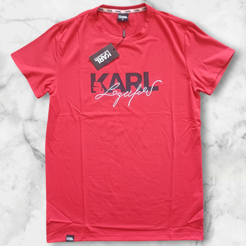 Karl Lagerfeld "Cursive Lagerfeld" T Shirt Red X Large