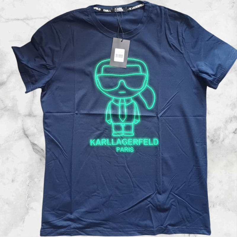 Karl Lagerfeld Highlighter Logo T Shirt Navy Large REGULAR 