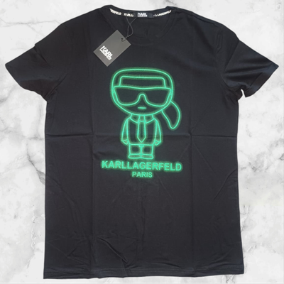 Karl Lagerfeld Highlighter Logo T Shirt Black Large REGULAR
