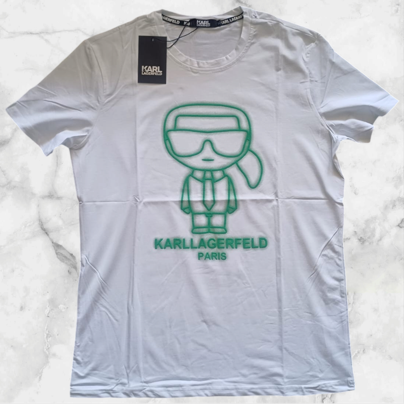 Karl Lagerfeld Highlighter Logo T Shirt White Large REGULAR