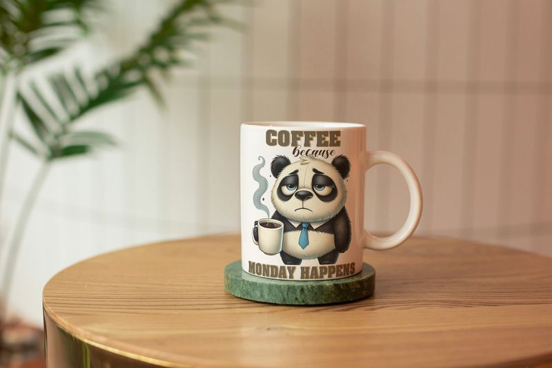 Coffee Because Monday Happens. Panda Muh