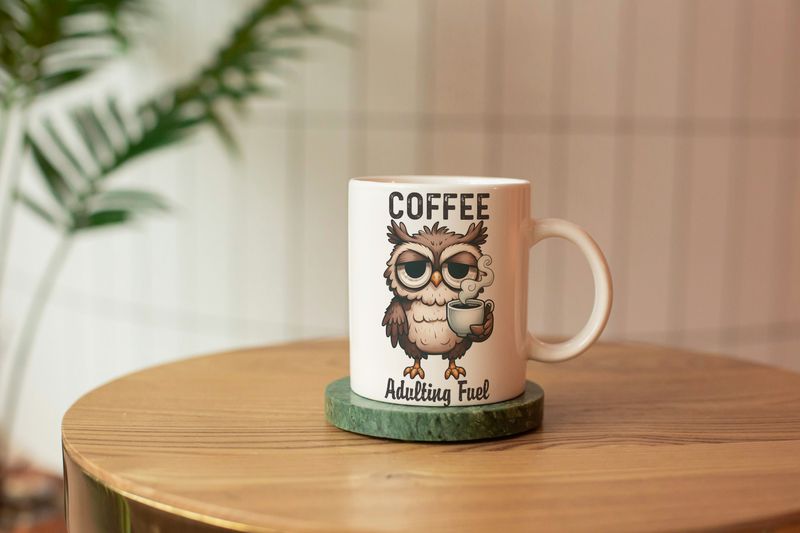 Coffee , Adulting Fuel. Owl Mug