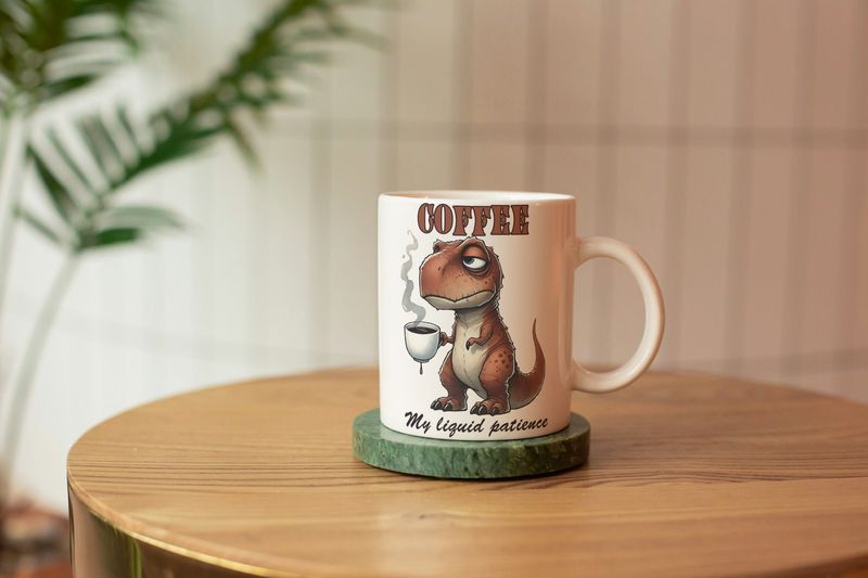 Coffee , My Liquid Patience. Dinosaur Mug