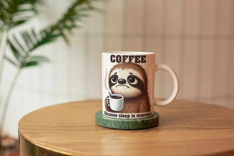 Coffee , Because Sleep Is Overrated. Sloth Mug