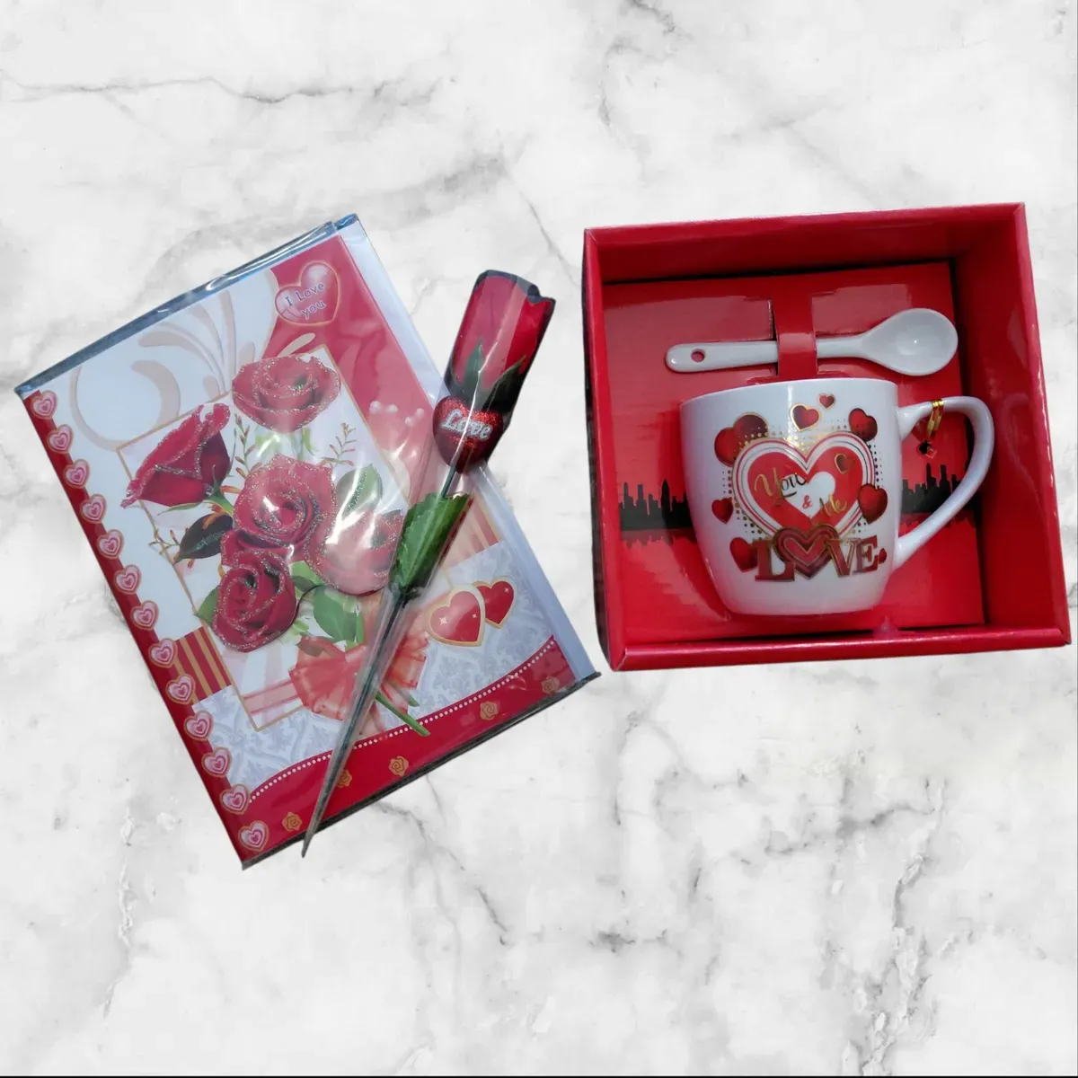 Valentine’s Day Gift Set – Mini Mug, Musical Card &amp; Rose