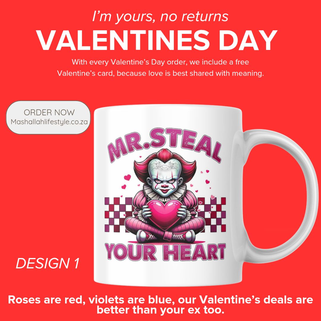 Valentine’s Day “Mr Steal Your Heart” Cartoon Mug – 11oz