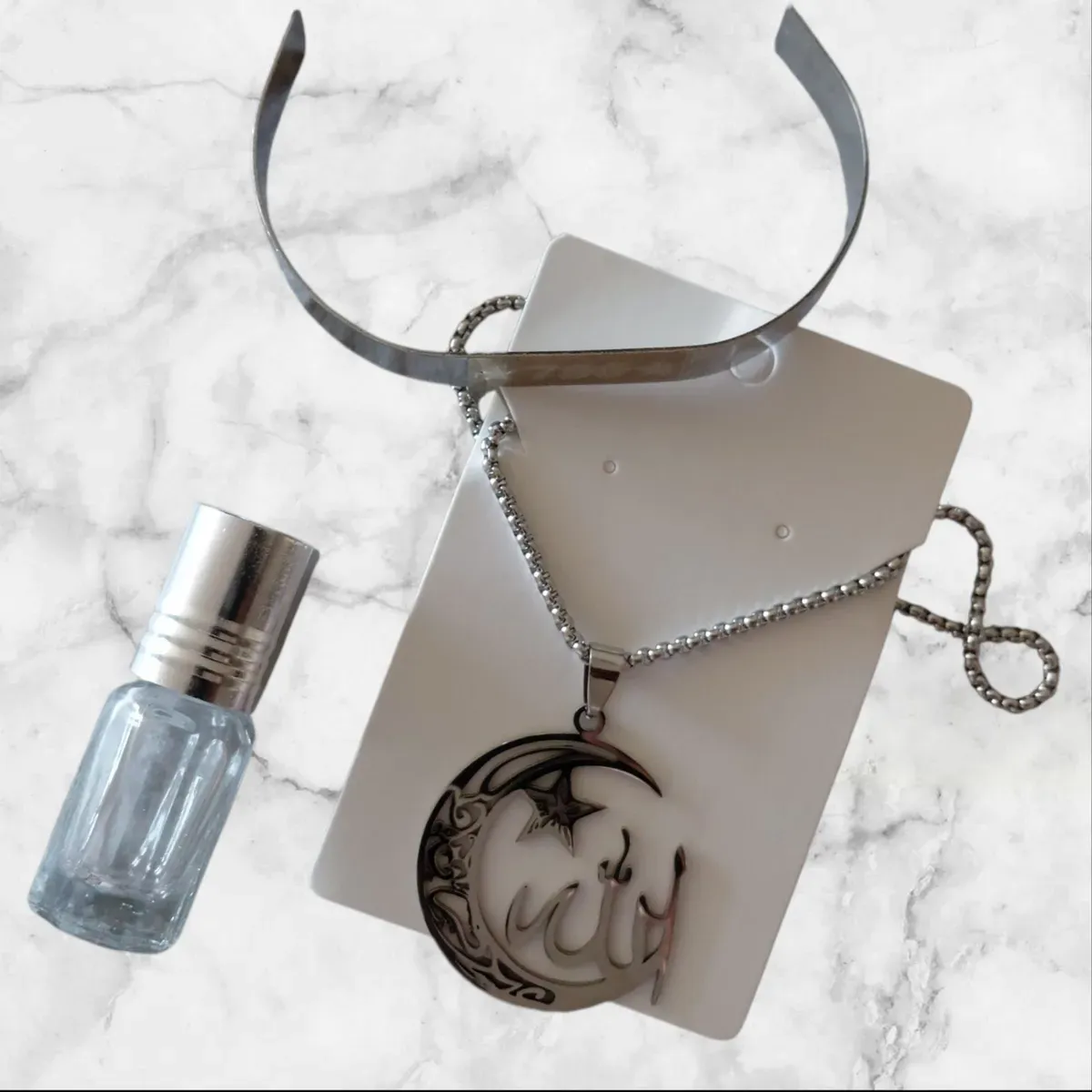 slamic Gifting 3-Piece Set – Allah Necklace, 786 Bangle &amp; Attar (Gift Boxed)